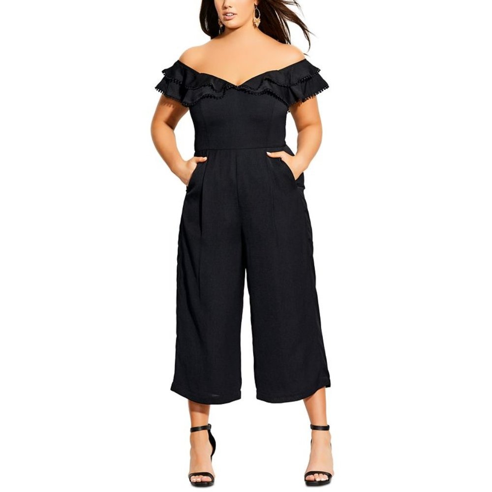 City Chic Off-The-Shoulder Renata Jumpsuit Pants
